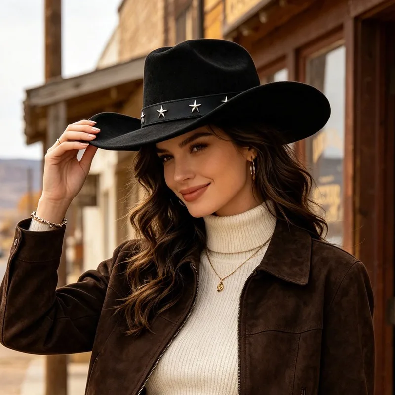 Fedora Hat Wool - Women Hot Sale Wide Brim Cowboy