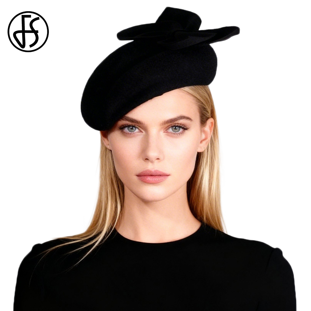 FS Black White Wool French Ber - Beret French Wool ulasan dan harga