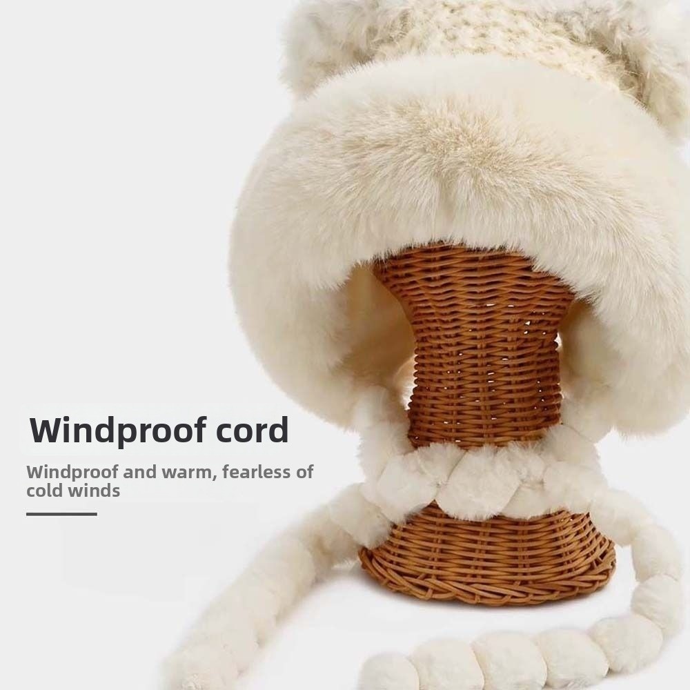 Fleece Lined Pompom Braids Hat - Winter Trapper Hat ulasan dan harga