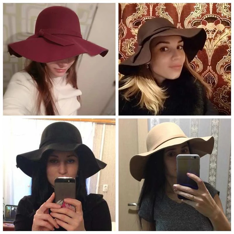 White Dome-shaped Ladies' Hat  - Fedora Hat Wool ulasan dan harga