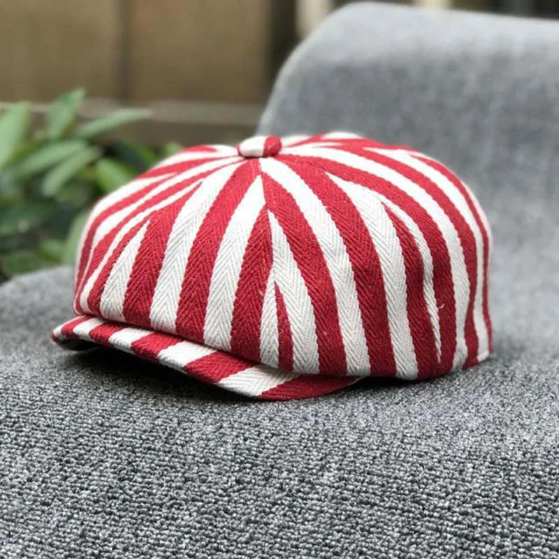 Newsboy Hat Cotton Striped Oct - Dad Hat Cotton ulasan dan harga