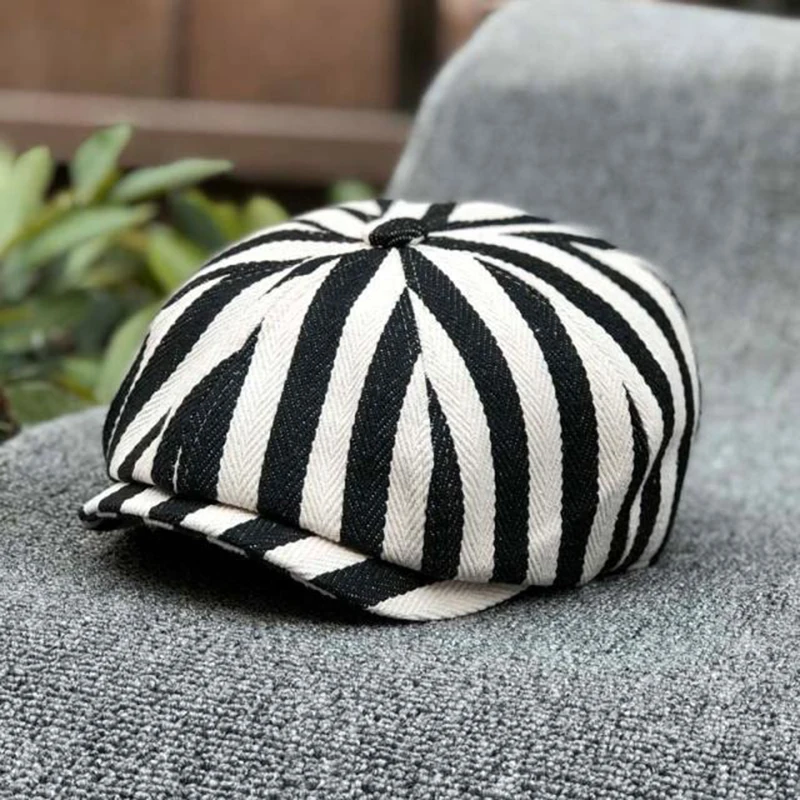Newsboy Hat Cotton Striped Oct - Dad Hat Cotton ulasan dan harga