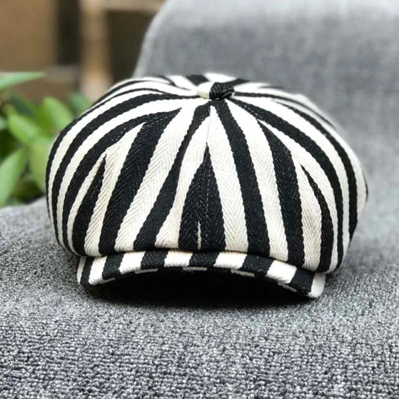 Newsboy Hat Cotton Striped Oct - Dad Hat Cotton ulasan dan harga